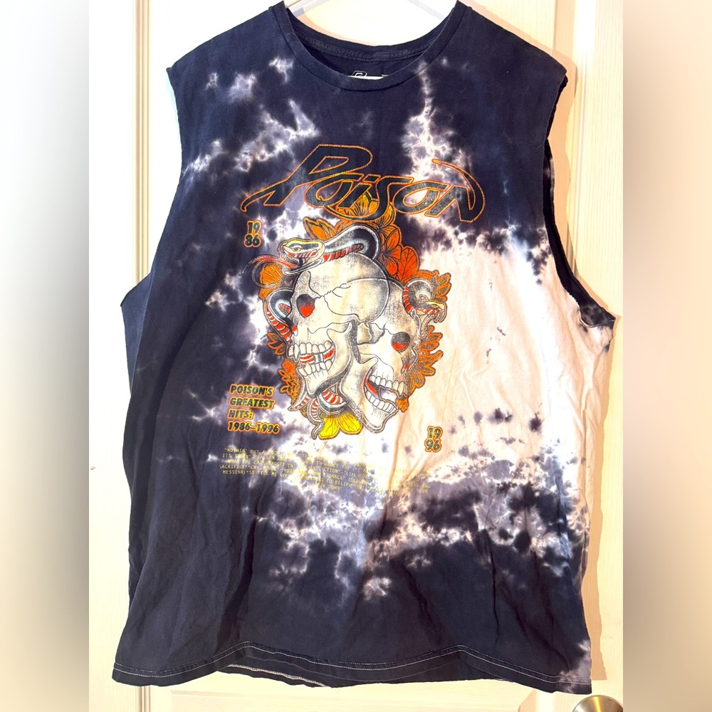 Poison's Greatest Hits 1986 Tie Dye Sleeveless Tshirt Mens L